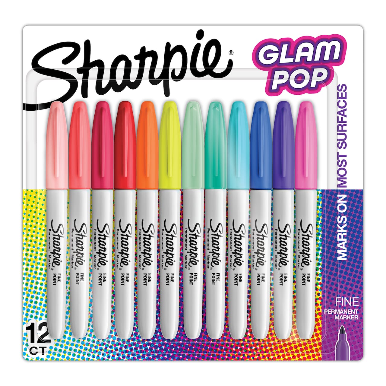 Ensemble de 12 marqueurs permanents à pointe fine Glam Pop de Sharpie